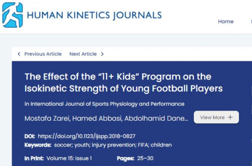 The Effect of the “۱۱+ Kids” on the Isokinetic Strength of Young Football Players
