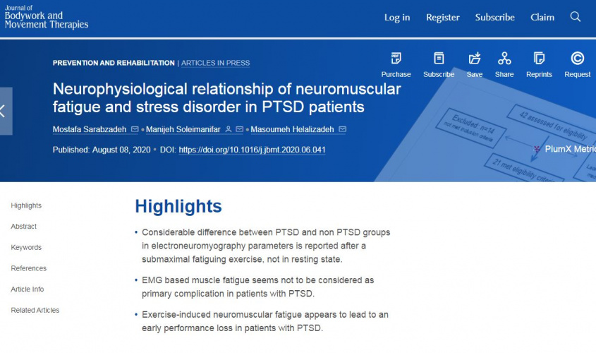 Neurophysiological relationship of neuromuscular fatigue and stress disorder in PTSD patients