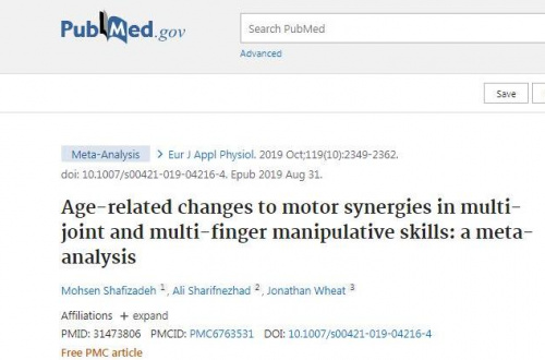 Age-related changes to motor synergies in multi-joint and multi-finger manipulative skills: a meta-analysis