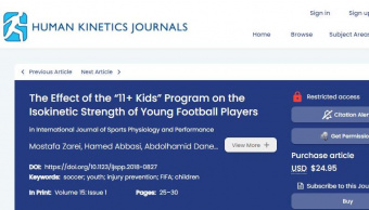 The Effect of the “۱۱+ Kids” on the Isokinetic Strength of Young Football Players