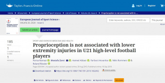Proprioception is not associated with lower extremity injuries in U۲۱ high-level football players